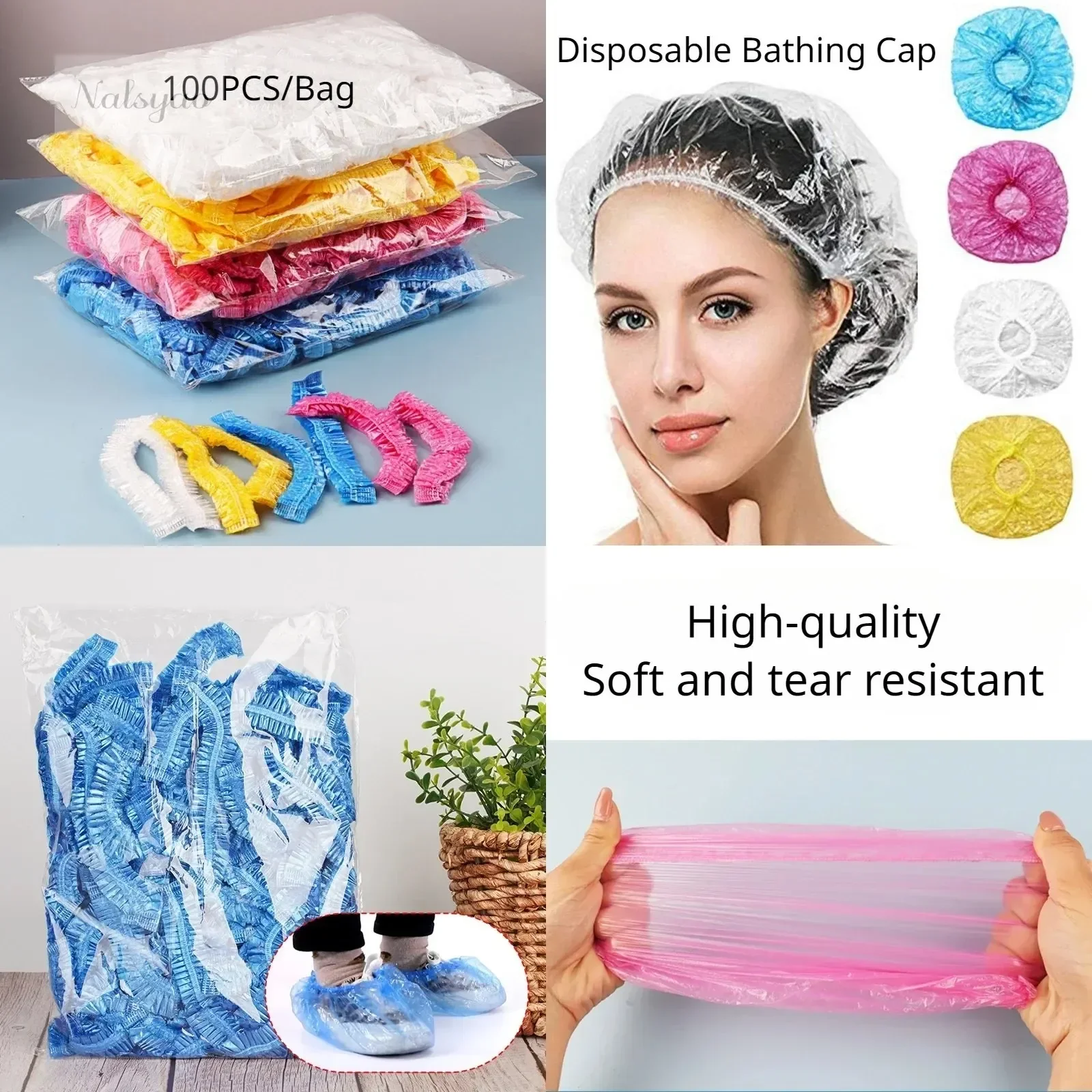 Home Essentials Bathroom Storage - Одноразовые прозрачные водонепроницаемые шапочки для душа,